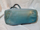 TIGNANELLO Leather Shoulder Bag Saddle Tote Pockets Purse BLUE