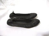 CHANEL Leather Classic Ballet Flat Shoe 36.5 Slipper BLACK Cap Toe