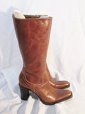 Womens STEVE MADDEN SNAP high heel stitch leather BOOT BROWN 8.5 Gogo