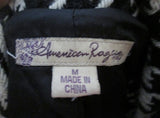 Womens AMERICAN RAG TRENCH COAT Jacket HERRINGBONE M Black White Coat