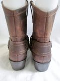 EUC Womens MOSSIMO SUPPLY CO. Leather HARNESS Engineer BOOTS 9.5 BROWN