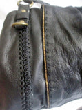 THE SAK Leather Shoulder Bag Tote Handbag Satchel Bowler BLACK Stitched Medical Bag