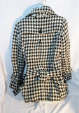Womens AMERICAN RAG TRENCH COAT Jacket HERRINGBONE M Black White Coat