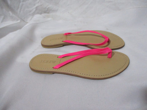 J. CREW ITALY Flip Flop SANDAL SHOE NEON PINK LEATHER 6 Thong FLUORESCENT