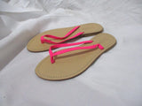 J. CREW ITALY Flip Flop SANDAL SHOE NEON PINK LEATHER 6 Thong FLUORESCENT