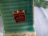 Vintage 4 Pc LIPPER MANN Japan NOEL Candle Holder Holly Berry Ceramic Green XMAS
