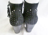 Womens GUESS FLORES SUEDE Leather Ankle SPIKE BOOTS Booties BLACK 9.5 Fringe Tassel