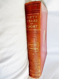 FIFTY YEARS SPORT OXFORD CAMBRIDGE SCHOOL Hardcover Leather Book RED Antique