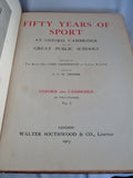 FIFTY YEARS SPORT OXFORD CAMBRIDGE SCHOOL Hardcover Leather Book RED Antique
