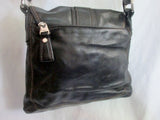 FOSSIL leather messenger satchel shoulder hobo saddle flap bag BLACK M key