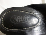 Womens CARLOS SANTANA Suede Leather Clog High Heel Slip-On Mules 10 BLACK Stud