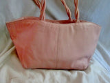 PAOLO MASI ITALY Textured LEATHER FLORAL Tote Bag Shopper Carryall PINK Stitched
