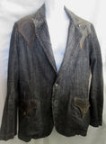 Mens PURE VENOM Denim Jean jacket coat Blazer Industrial Steampunk BLACK XXL Leather