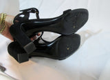 Womens CELINE PARIS Strappy High Heel Sandal Suede ITALY Shoe 36 6 BLACK GOLD