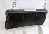 ADRIENNE VITTADINI SUEDE LEATHER shoulder bag purse evening Clutch BLACK Chainlink