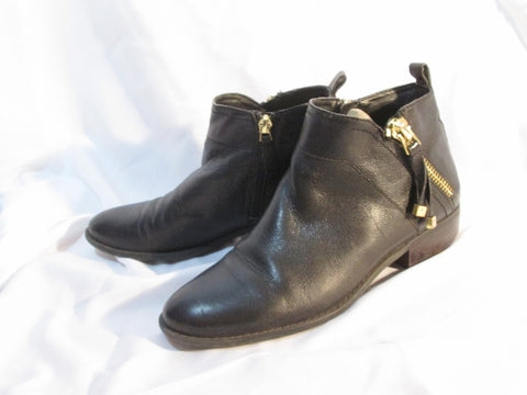 Womens FRANCO SARTO SONDRA Leather Ankle Boot Booties Shoe BLACK 7.5
