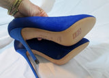 NEW CELINE PARIS ITALY Calf Hair Pump 110 Shoe 36 / 6 ROYAL BLUE Womens High Heel