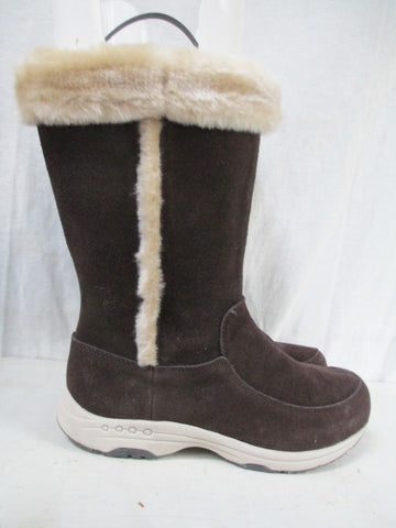 NEW Womens EASY SPIRIT TOPMASTERT Suede LEATHER Winter BOOTS Shoes BROWN 8.5 Lined
