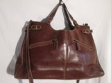 FOCUS PARIS FRANCE Leather Handbag Satchel Briefcase Shoulder Bag Purse BROWN L