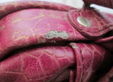 JESSICA SIMPSON Ruffle Bag Purse PURPLE VEGAN Croc Reptile Skin Satchel Bowler Clutch