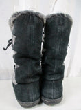 Womens AIRWALK LEATHER Suede Winter MUKLUK BOOTS Shoes BLACK 8.5 Lace Up