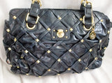 NEW BIG BUDDHA Faux Leather Shoulder Bag Tote Satchel BLUE Vegan Strappy Quilted