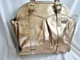 HELEN Metallic Genuine Leather Tote Satchel Bowler Bag Purse Handbag GOLD Carryall