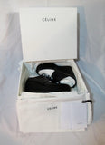 NEW CELINE PARIS Platform Wedge Saddle Shoe Leather 36 6 BLACK WHITE Heel Womens