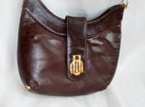 Vtg SUSAN GAIL Leather Hobo Handbag Satchel Purse Shoulder Saddle Bag BROWN GOLD