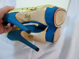 NEW CHARLOTTE OLYMPIA NINIVAH PUMP LEOPARD Shoe 36.5 6 BLUE GOLD Platform