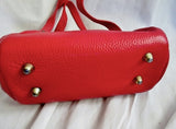 Vintage LETISSE pebbled leather satchel clutch  mini clasp purse CHERRY RED Retro