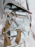 GAETANONAVARRA Oversize Leather Satchel Shoulder Saddle Bag Handbag BLUE POWDER XL