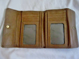 ROLFS COWHIDE COLLECTIBLES Leather Flap Coin Purse Wallet Pouch TAN TAUPE BEIGE