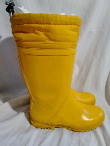 Boys Girls LAND'S END Insulated Rainboots Wellies Rain Snow Boots Winter 4 YELLOW