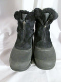 Womens SOREL SNOW ANGEL ZIP Suede Leather 8 BOOTS Booties BLACK Ankle Winter