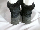 Womens SOREL SNOW ANGEL ZIP Suede Leather 8 BOOTS Booties BLACK Ankle Winter