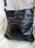 B. MAKOWSKY leather hobo satchel shoulder bag BLACK purse Celebrity Style boho M