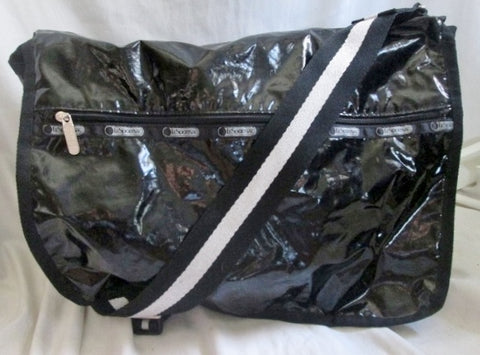 Le SPORT SAC shoulder bag Lesportsac crossbody messenger purse SHINY BLACK Vegan