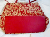 NEW BROCADE ANGEL Tapestry Carpet Floral Tote Bag Carryall Vegan RED + Wallet Purse