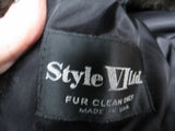 Vintage Womens STYLE VI LTD Faux MINK FUR Maxi long jacket coat parka BLACK M