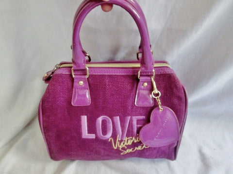 NEW VICTORIA'S SECRET LOVE MINI Duffle Satchel VEGAN Clutch PURPLE Bag Bowler