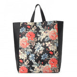 NWT NEW CELINE CABAS FLORAL POTIRON Leather Tote Bag BLACK Shopper