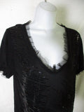 NEW NWT RED VALENTINO SEQUIN VELVET BOW Top S BLACK Formal Clubwear