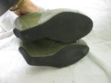 DRIES VAN NOTEN Patent Leather Wedge Heel Bootie 36 MOSS GREEN