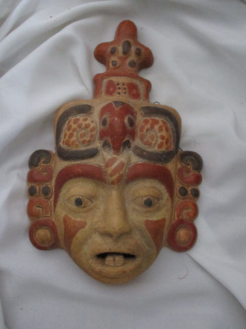 MEXICAN MEXICO MASK FACE Ceramic Terra Cotta Sculpture Folk Art Primitive Ethnic