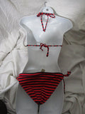 NWT NEW J. CREW JCREW Bikini Swimsuit Striped BATHING SUIT M RED BLACK