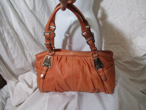 B. MAKOWSKY Leather TOTE carryall satchel bag shopper MELON ORANGE