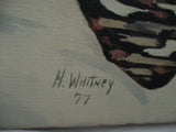 SIGNED Original Vintage SNOW LEOPARD ALBINO PAINTING ART SPOT Wild Animal