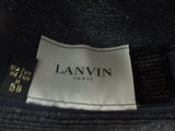 NEW LANVIN PARIS Natural STRAW Sun Hat Brim 58 Woven 7 1/4 BLACK
