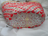 Embroidered Woven Basket Bucket TOTE Bag NATURAL Shopper Market Summer Purse